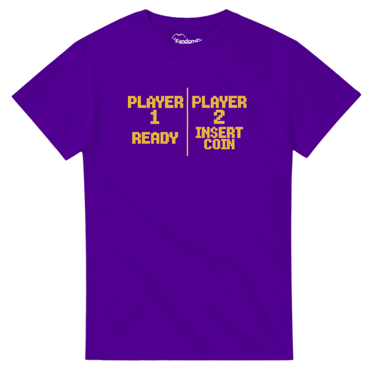 Camiseta retro Player 1 Player 2 inspirada en pantallas de arcade clásico – FandomFit