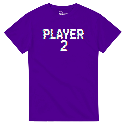 Camiseta retro Player 2 con efecto glitch de videojuegos clásicos – FandomFit