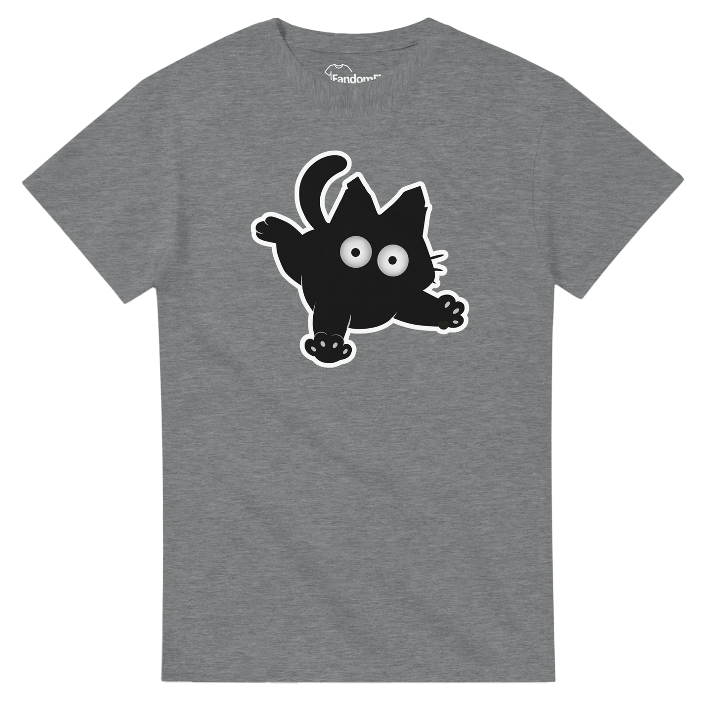 Camiseta anime Capsule Cat con diseño de gato negro estilo sticker – FandomFit