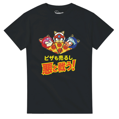 Camiseta Nyan Sentai Pizza Squad en presentación plana.