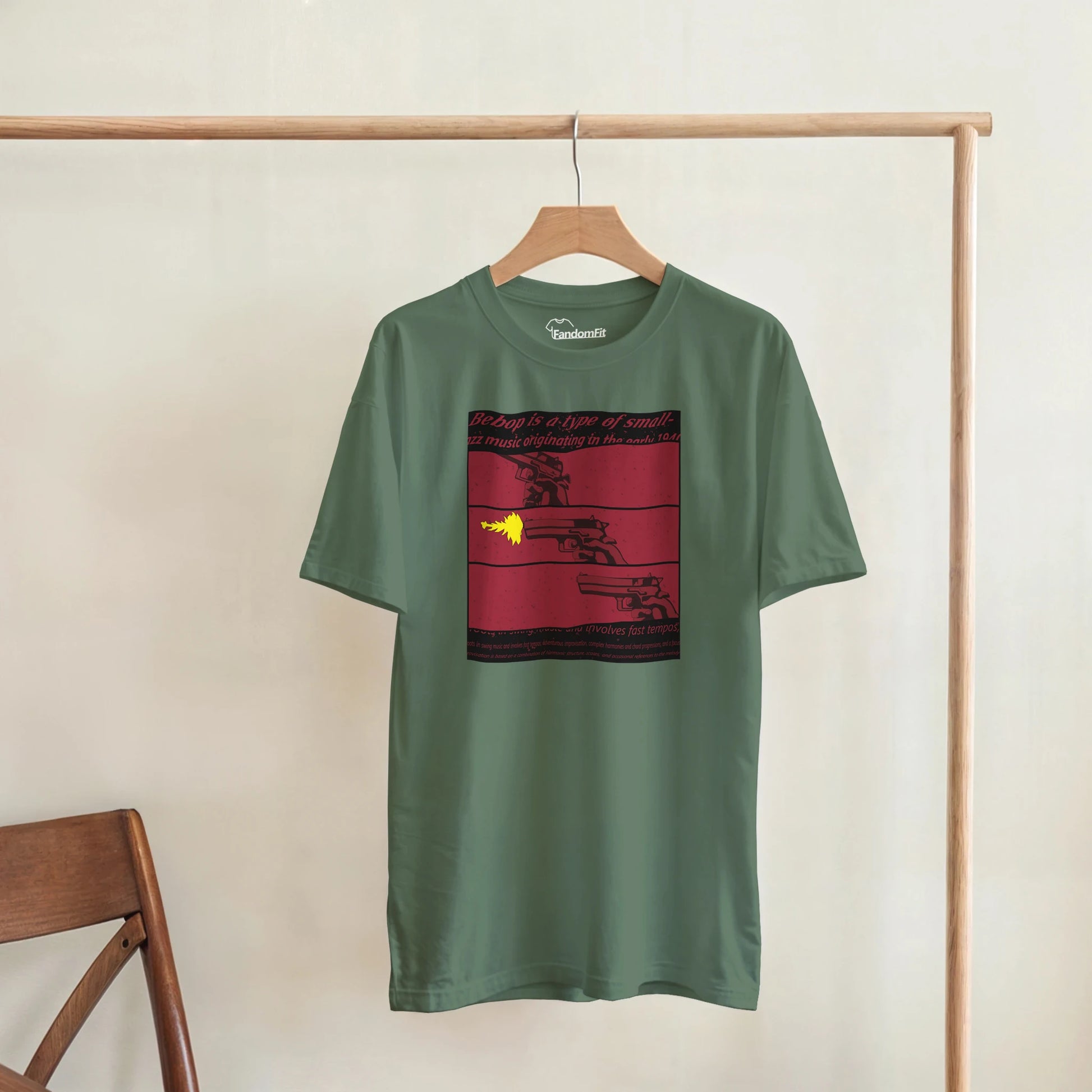 Detalle del diseño Space-Noir Bebop con composición tríptica – FandomFit