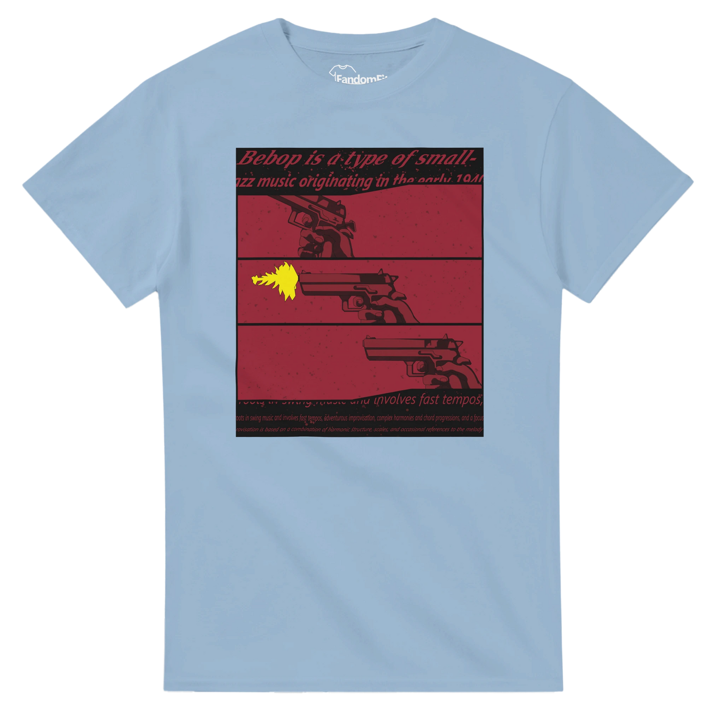 Camiseta anime Space-Noir Bebop con diseño de silueta y estilo cinematográfico – FandomFit