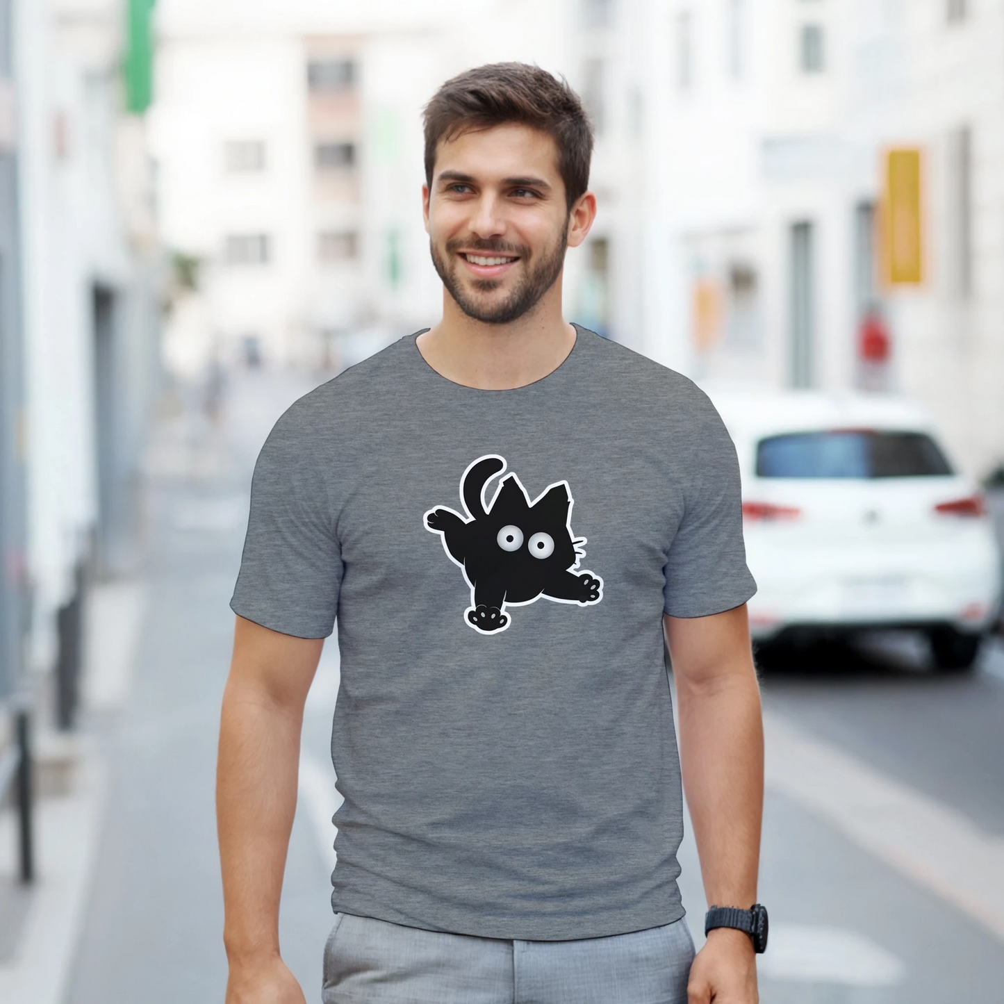 Camiseta Capsule Cat con diseño de gato negro y estética otaku – FandomFit