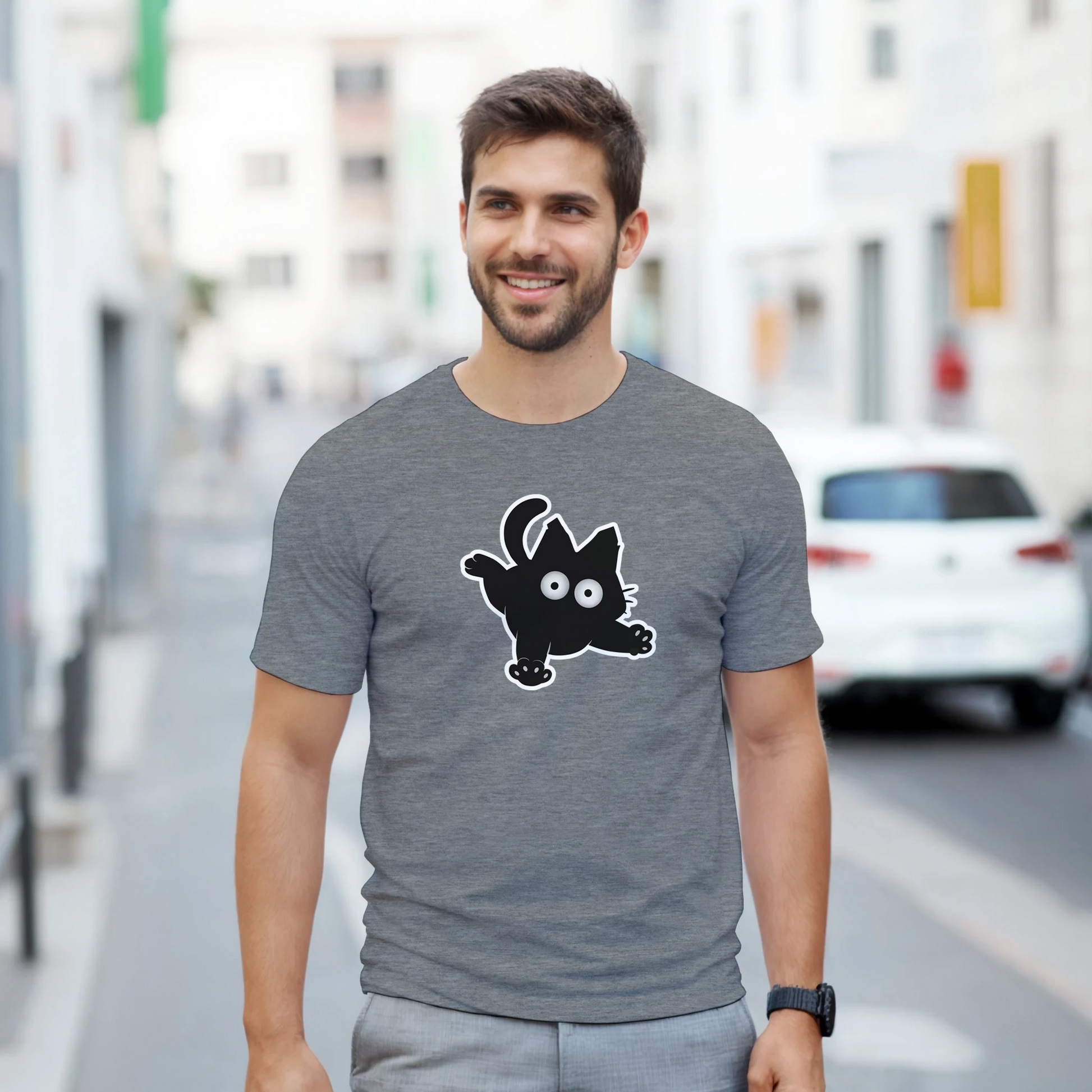 Camiseta Capsule Cat con diseño de gato negro y estética otaku – FandomFit