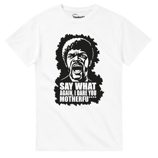 Camiseta Say WHAT?! color blanco con diseño inspirado en monólogos de cine – FandomFit