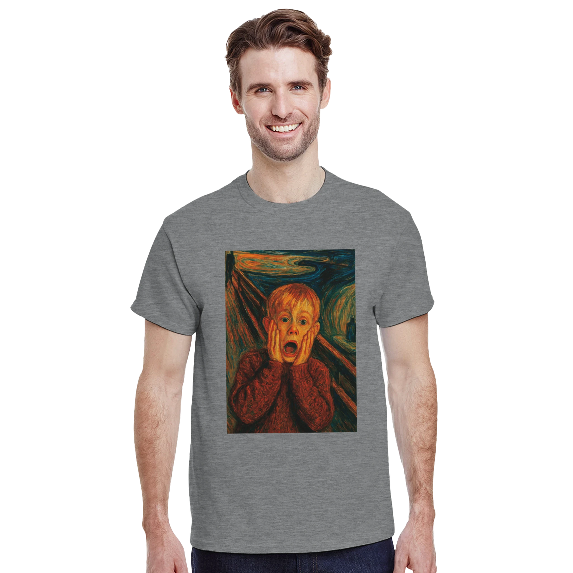 Outfit con camiseta friki El Grito de Kevin y diseño artístico pop – FandomFit