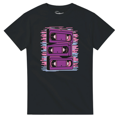 Camiseta friki retro con ilustración de cintas VHS vintage – FandomFit