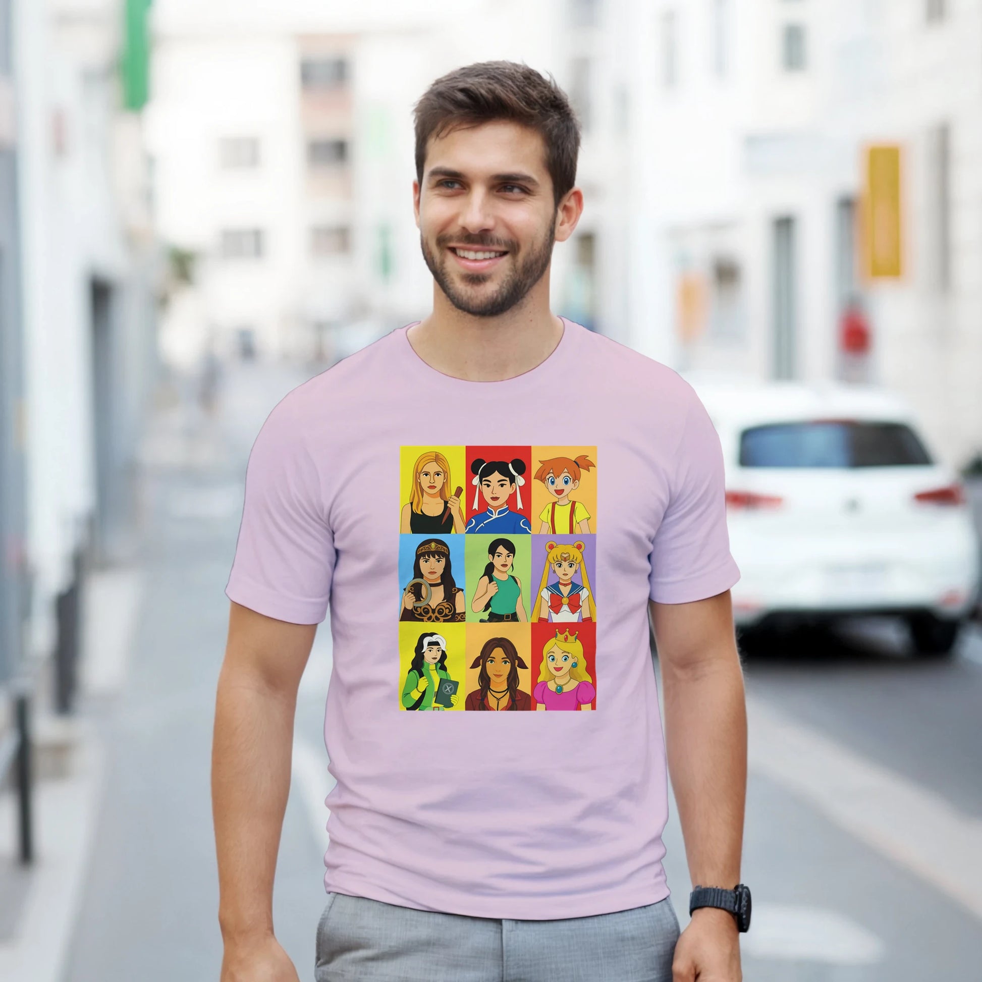 Modelo luciendo camiseta Pixel Queens homenaje a heroínas del mundo gamer – FandomFit