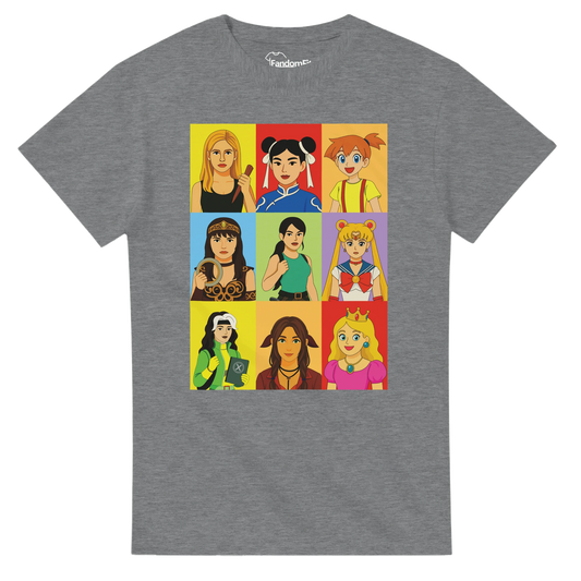 Camiseta gamer Pixel Queens inspirada en heroínas de videojuegos y anime – FandomFit