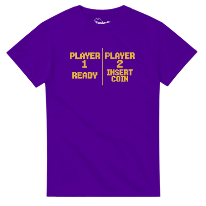 Camiseta retro Player 1 Player 2 inspirada en pantallas de arcade clásico – FandomFit