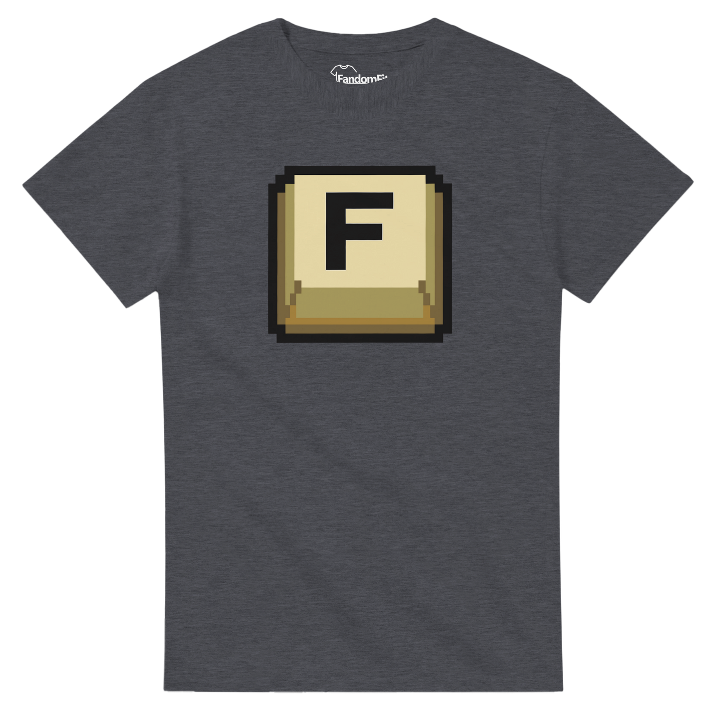 Camiseta retro Press F con estética pixel art y humor gamer – FandomFit