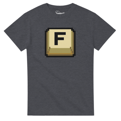 Camiseta retro Press F con estética pixel art y humor gamer – FandomFit