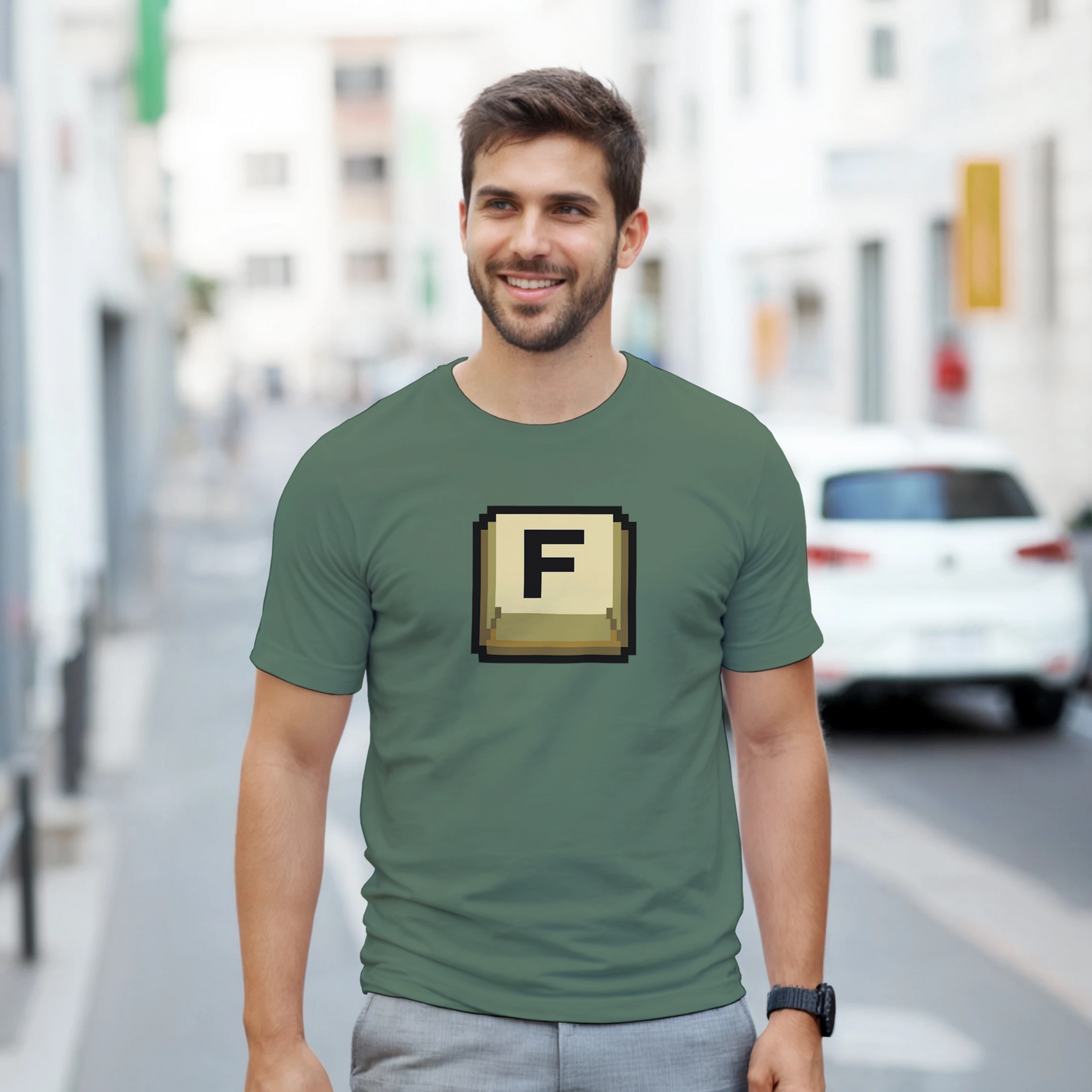 Look gamer con camiseta Press F de estética pixel retro – FandomFit