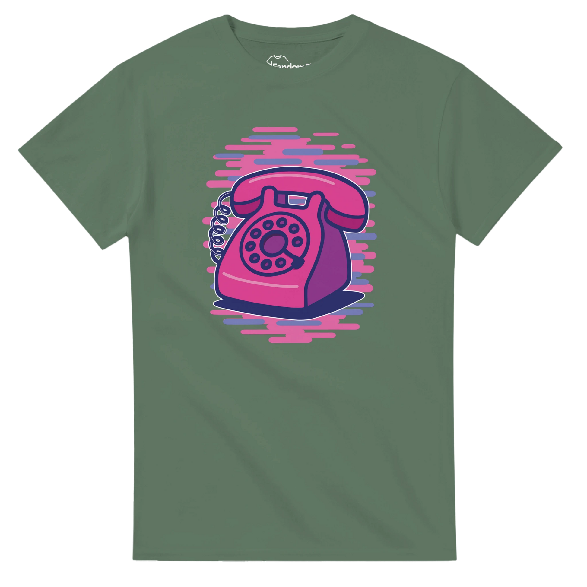 Camiseta retro 80s con ilustración colorida de teléfono clásico – FandomFit