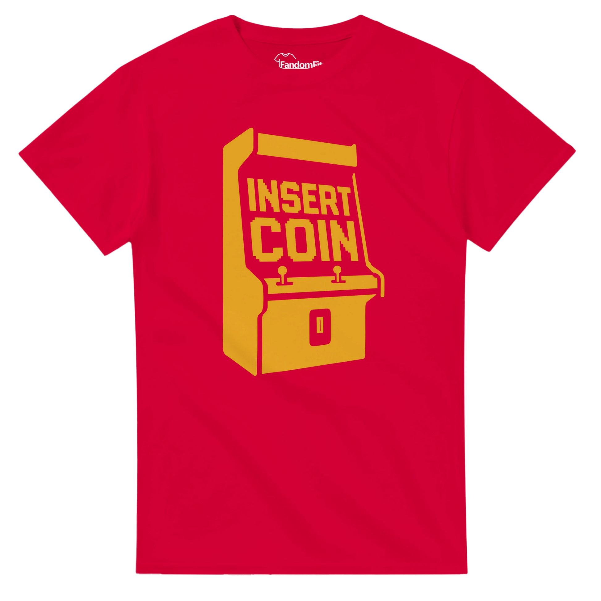 Camiseta retro con pantalla de máquina arcade y texto Insert Coin – FandomFit