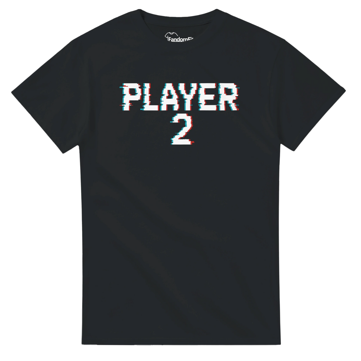 Camiseta retro Player 2 con efecto glitch arcade y estilo noventero – FandomFit