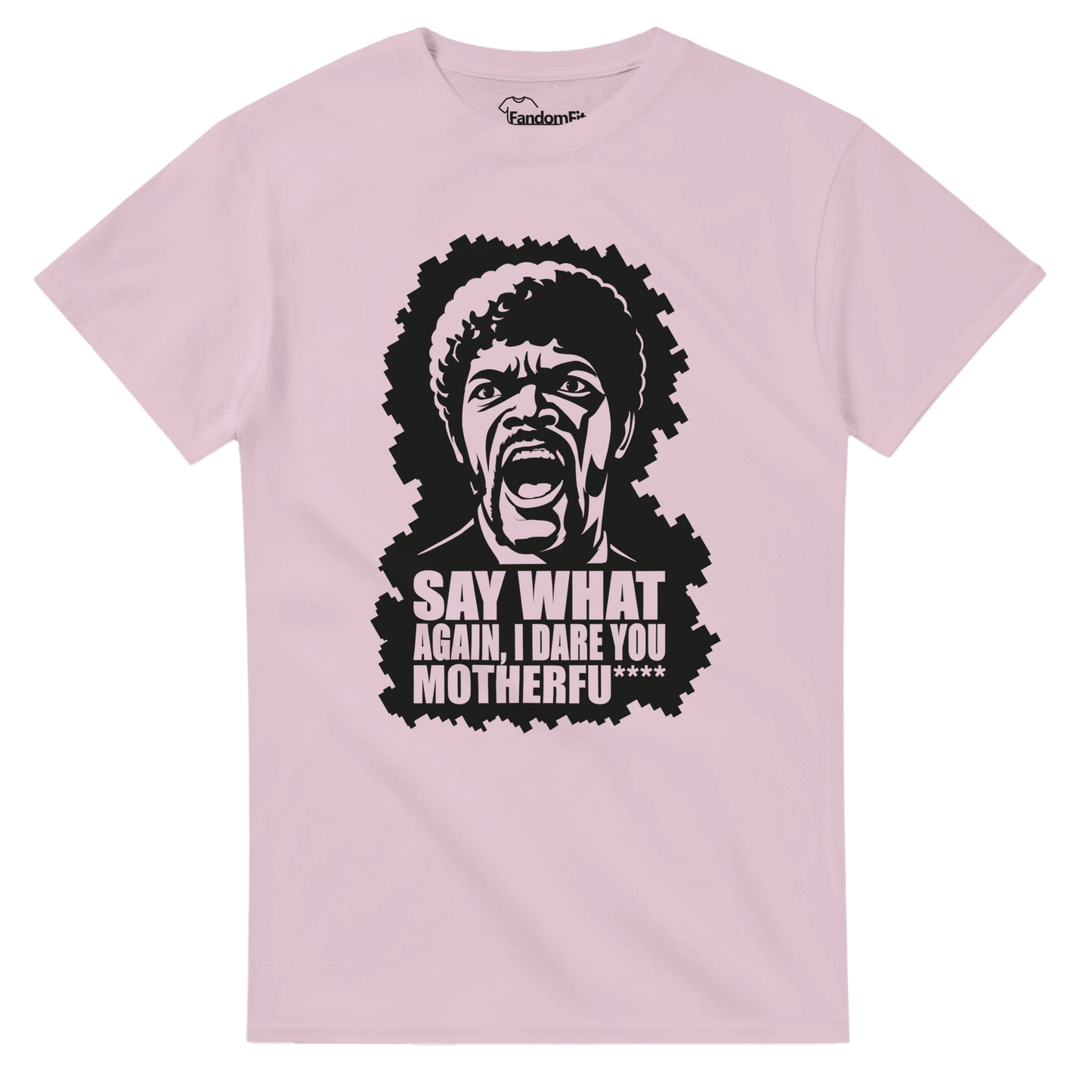 Camiseta blanca Say WHAT?! con frase icónica de estilo pulp – FandomFit