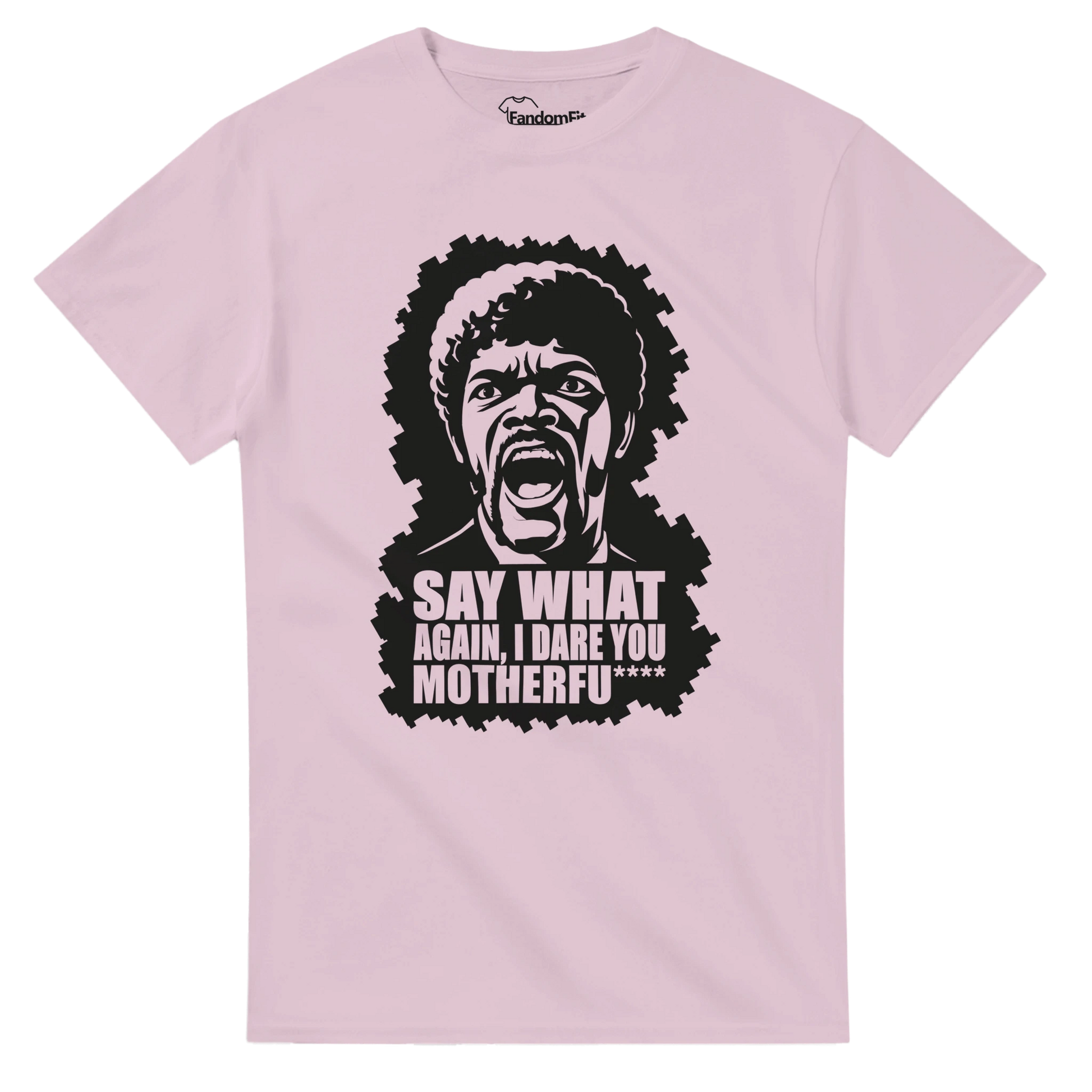 Camiseta blanca Say WHAT?! con frase icónica de estilo pulp – FandomFit