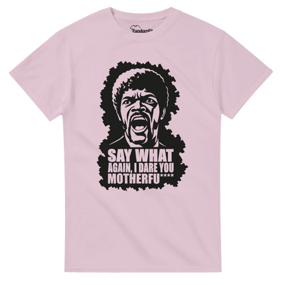 Camiseta blanca Say WHAT?! con frase icónica de estilo pulp – FandomFit