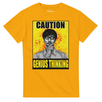 Camiseta videojuegos Caution Genius Thinking de diseño retro pixel art – FandomFit