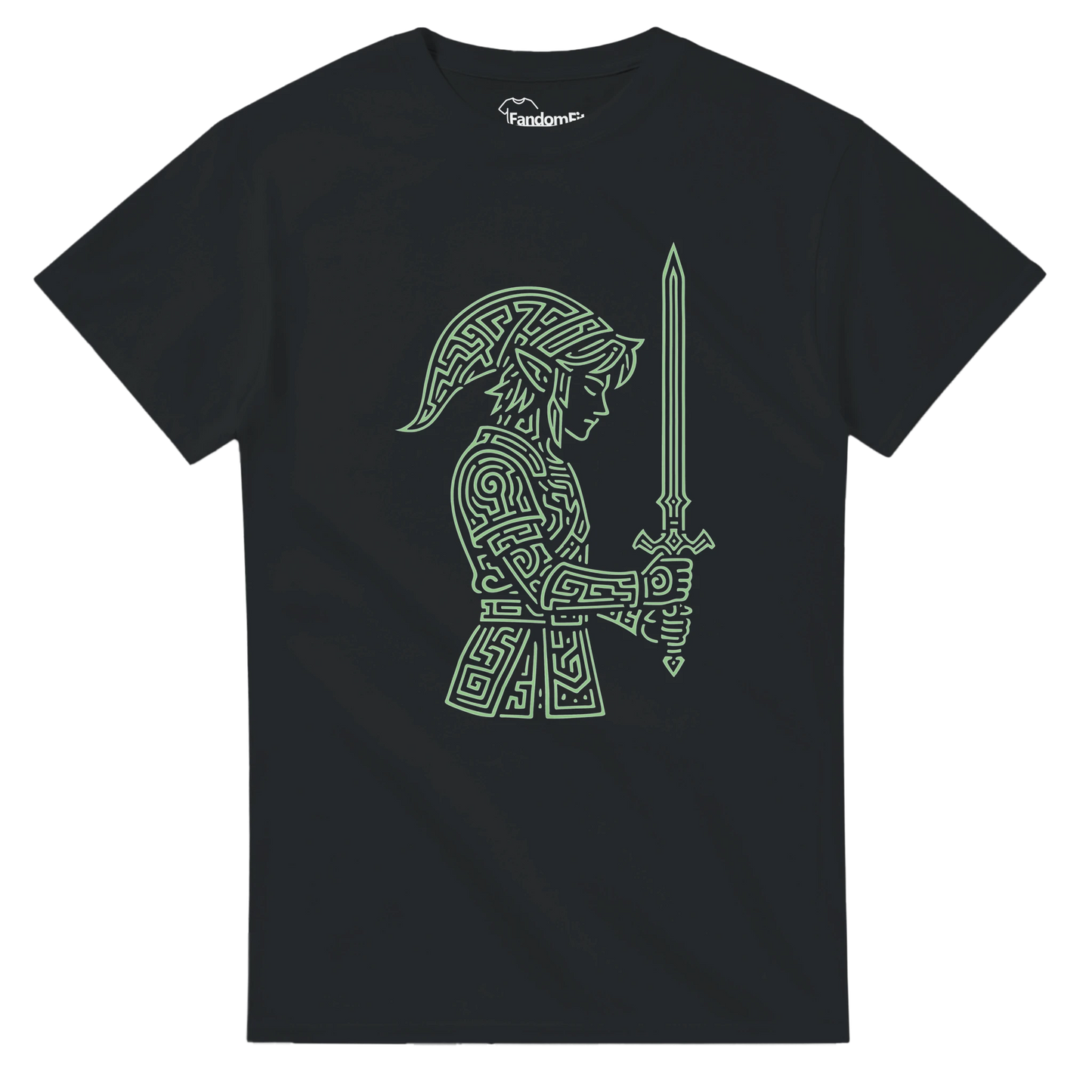 Camiseta videojuegos Héroe Rúnico con diseño line art rúnico verde – FandomFit