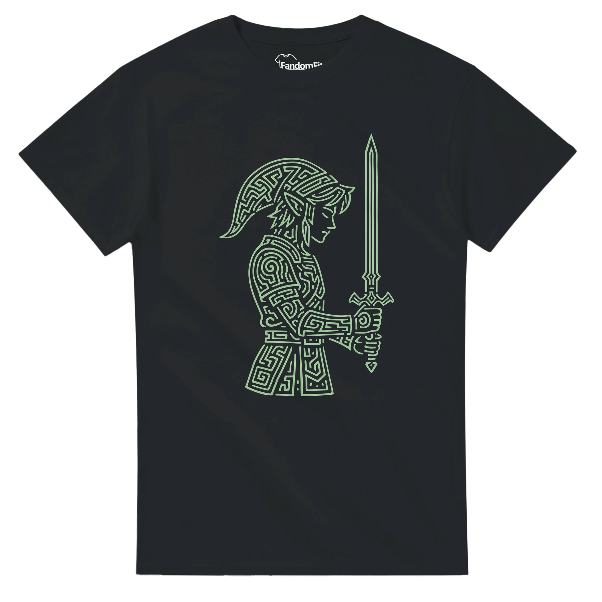 Camiseta videojuegos Héroe Rúnico con diseño line art rúnico verde – FandomFit
