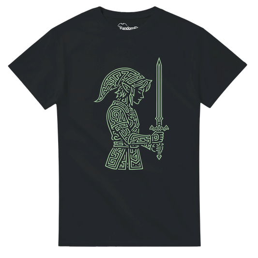 Camiseta videojuegos Héroe Rúnico con diseño line art rúnico verde – FandomFit