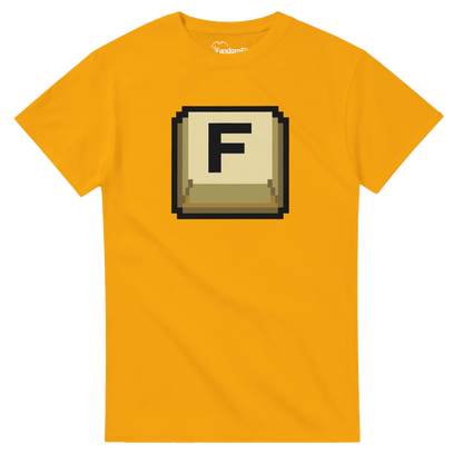 Camiseta gamer Press F con diseño pixelado minimalista – FandomFit