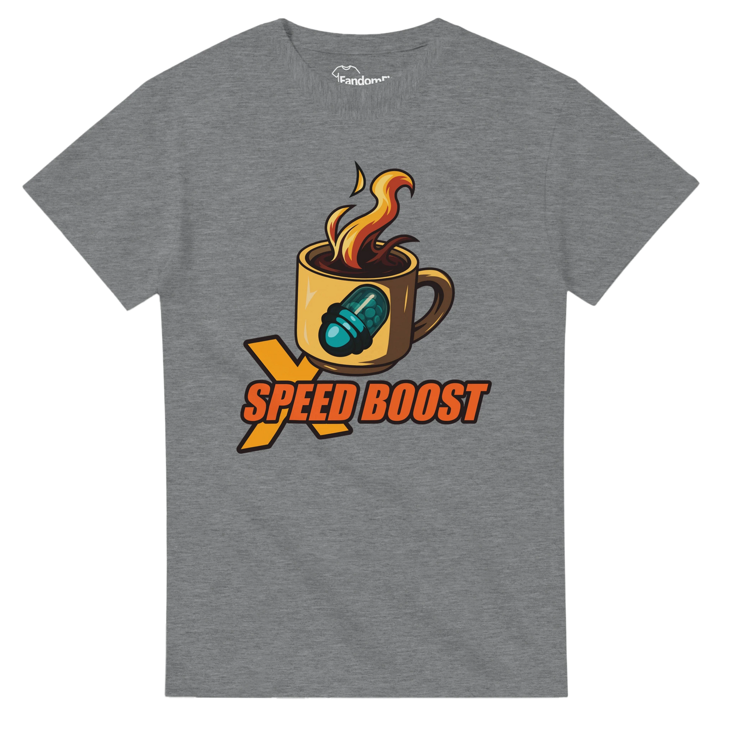 Camiseta videojuegos X Speed Boost Café con diseño retro de power-up – FandomFit