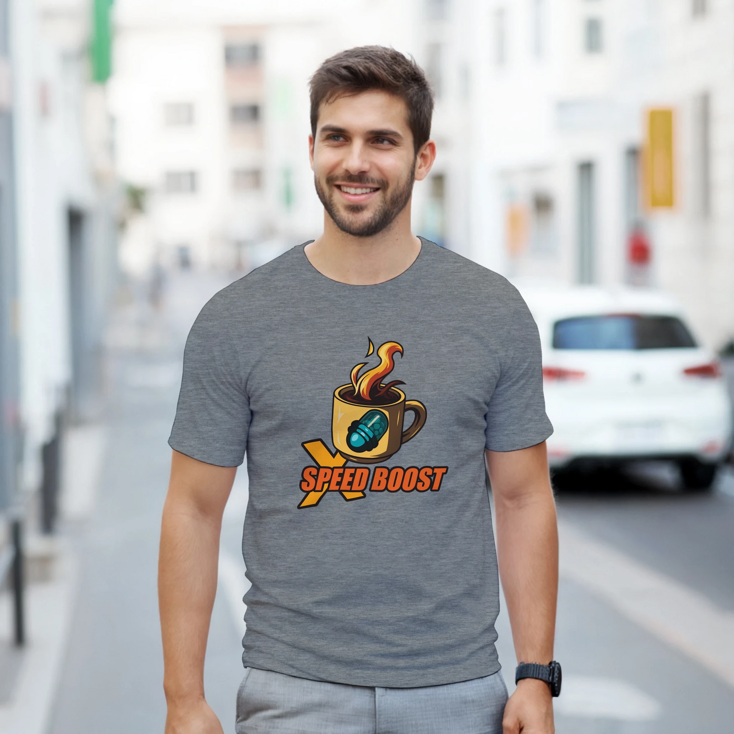 Look gamer con camiseta videojuegos X Speed Boost Café de estética pixel art – FandomFit