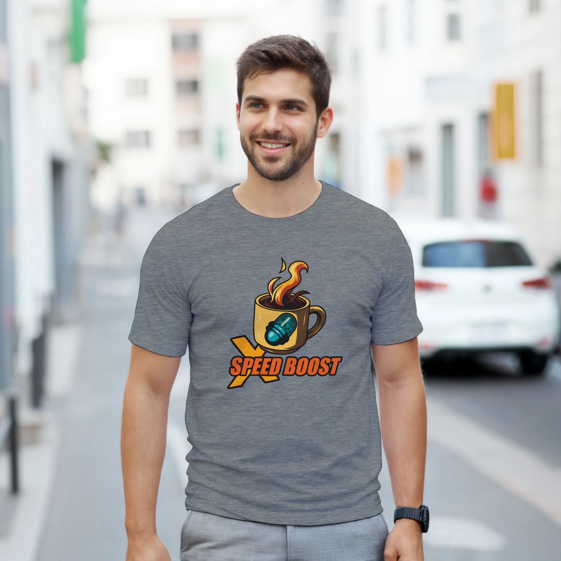 Look gamer con camiseta videojuegos X Speed Boost Café de estética pixel art – FandomFit