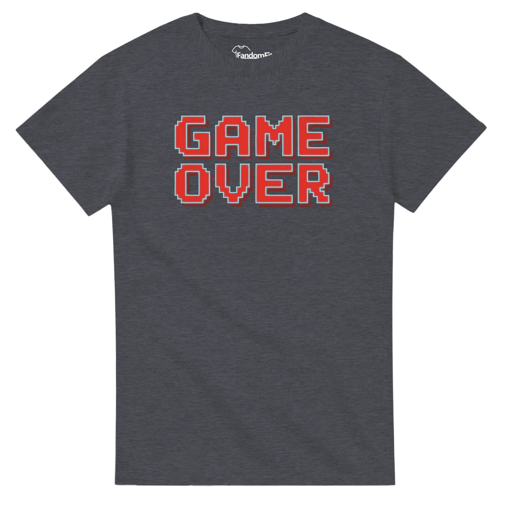 Camiseta retro Game Over con diseño pixel art estilo arcade clásico – FandomFit