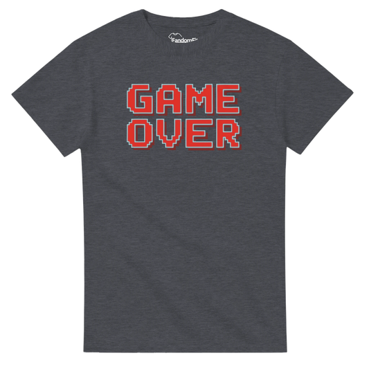 Camiseta retro Game Over con diseño pixel art estilo arcade clásico – FandomFit