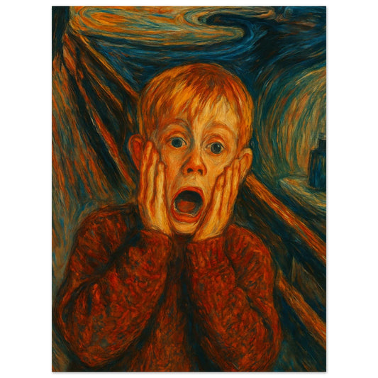 Póster arte pop 30x40 cm que combina expresionismo y comedia retro, mezcla de arte clásico y cultura visual de los 90.