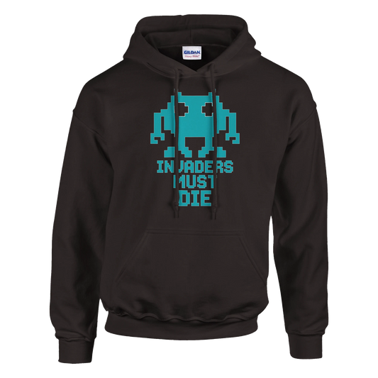 sudadera friki unisex “Invaders Must Die” de FandomFit, prenda inspirada en los videojuegos arcade clásicos