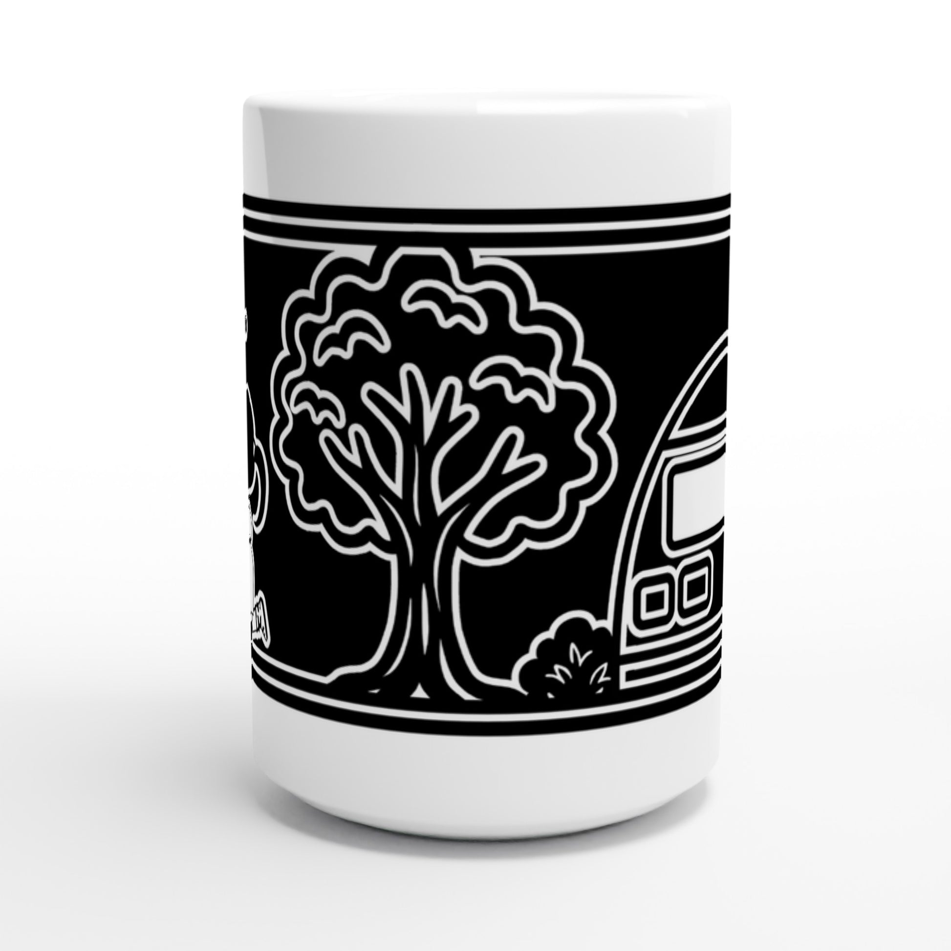 Taza friki Otaku Love 440 ml colocada en escritorio o mesa, diseño inspirado en el amor otaku y la estética anime retro.