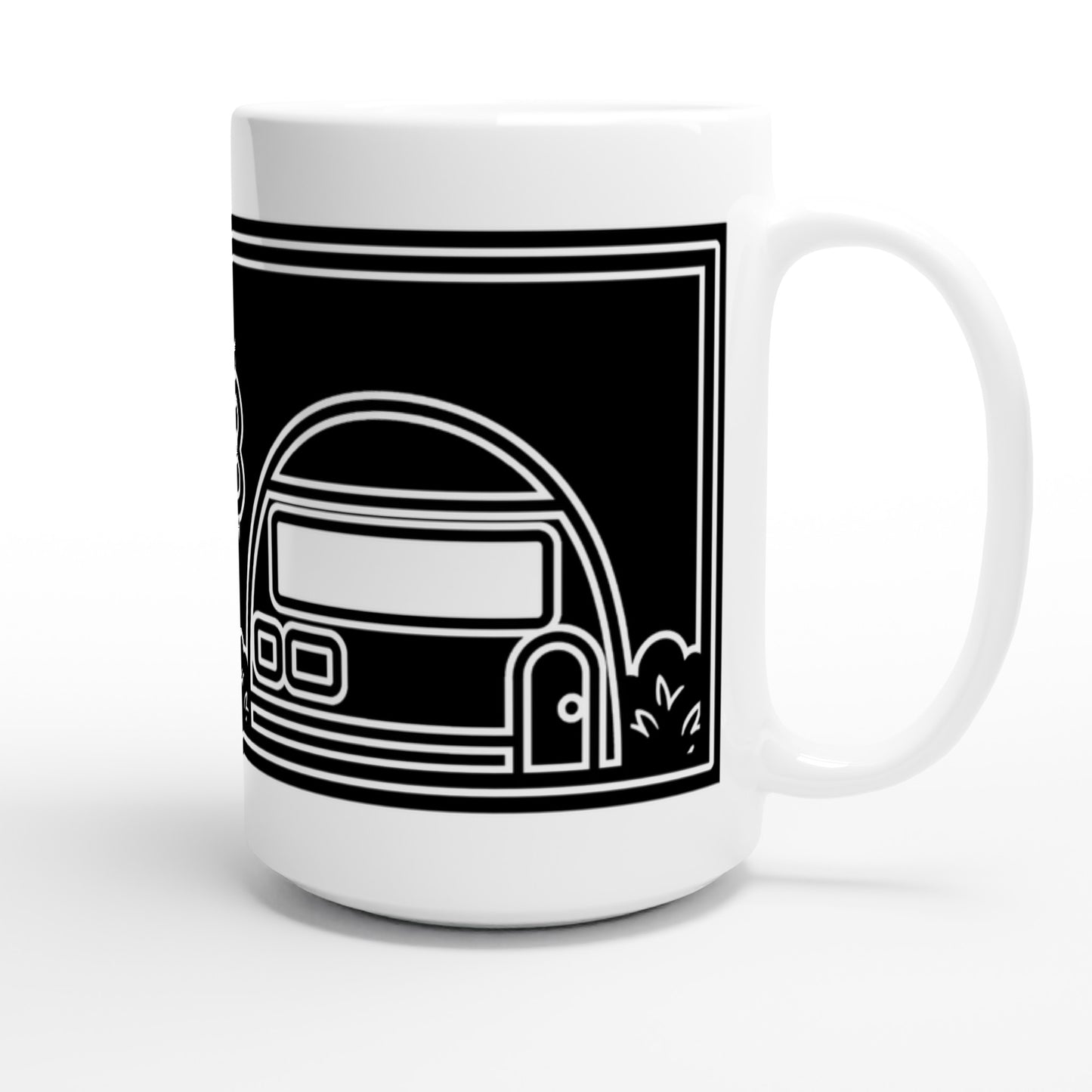 Taza friki Otaku Love 440 ml vista lateral, ilustración manga de pareja chibi en cerámica blanca brillante de gran capacidad.