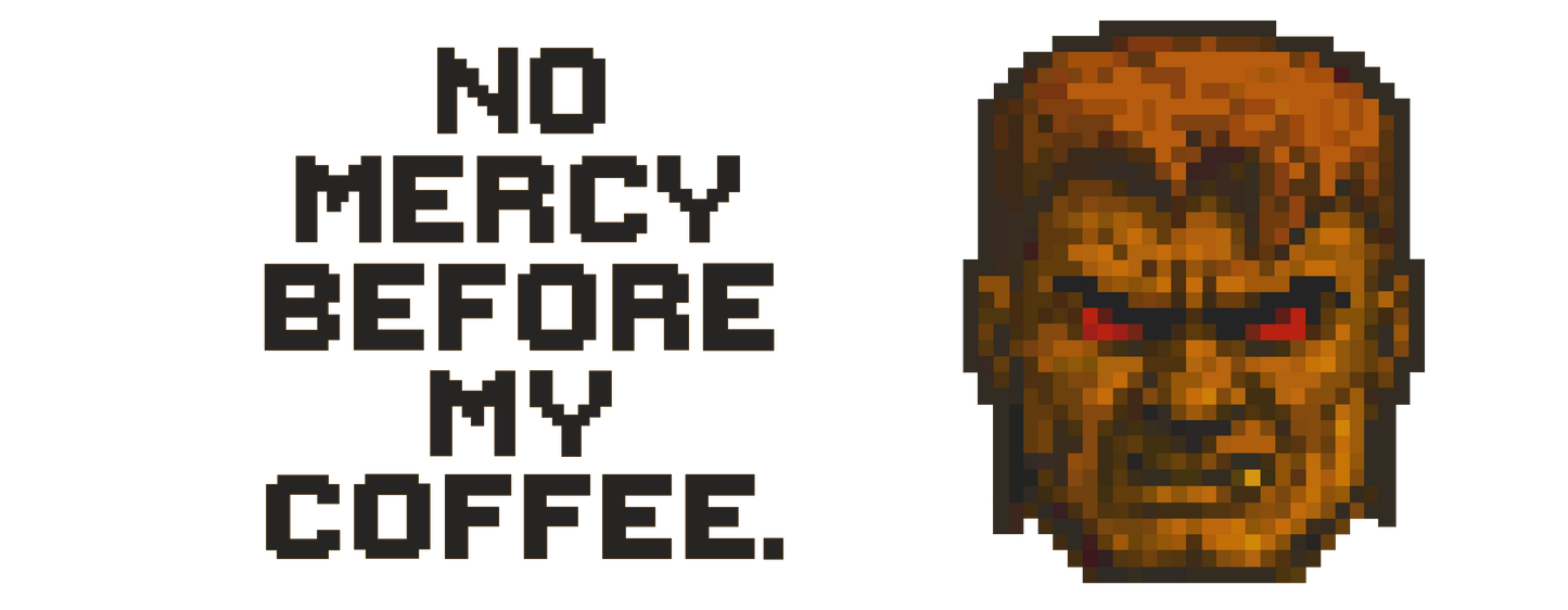 Taza “No Mercy Before My Coffee” – Pixel art + cafeína letal – 440ml - FandomFit